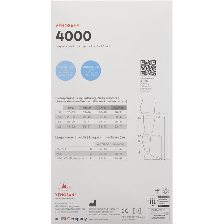 Venosan 4002 A-GH KKL2 XL زوج واحد مغربي مفتوح طويل