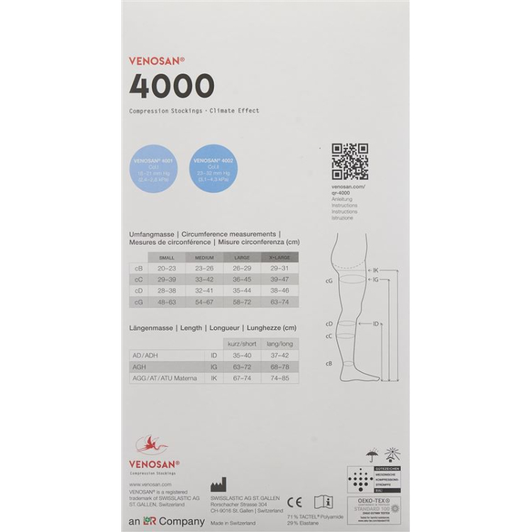 VENOSAN 4002 A-GH KKL2 XL زوج واحد مغربي قصير مغلق