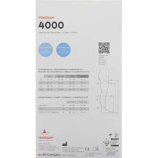 VENOSAN 4002 A-D KKL2 XL קצר פתוח שחור 1 זוג