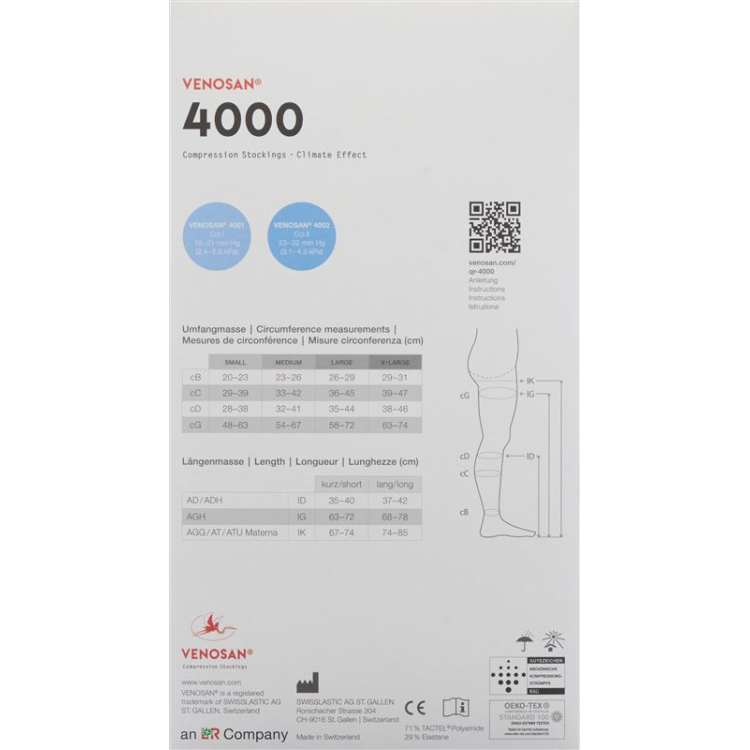 VENOSAN 4002 A-D KKL2 XL کوتاه مشکی باز 1 جفت