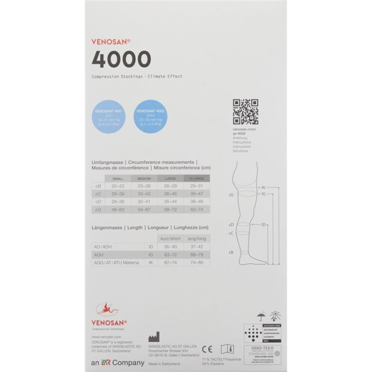 VENOSAN 4001 A-D KKL1 XL довгий пісок 1 пара