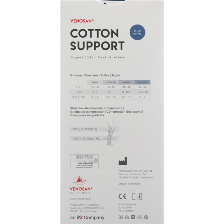 Venosan COTTON SUPPORT Sokken A-D XL wit 1 paar