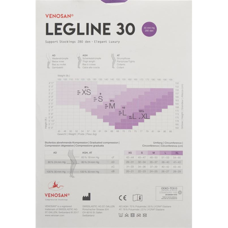 Venosan Legline 30 A-T XL crna 1 par