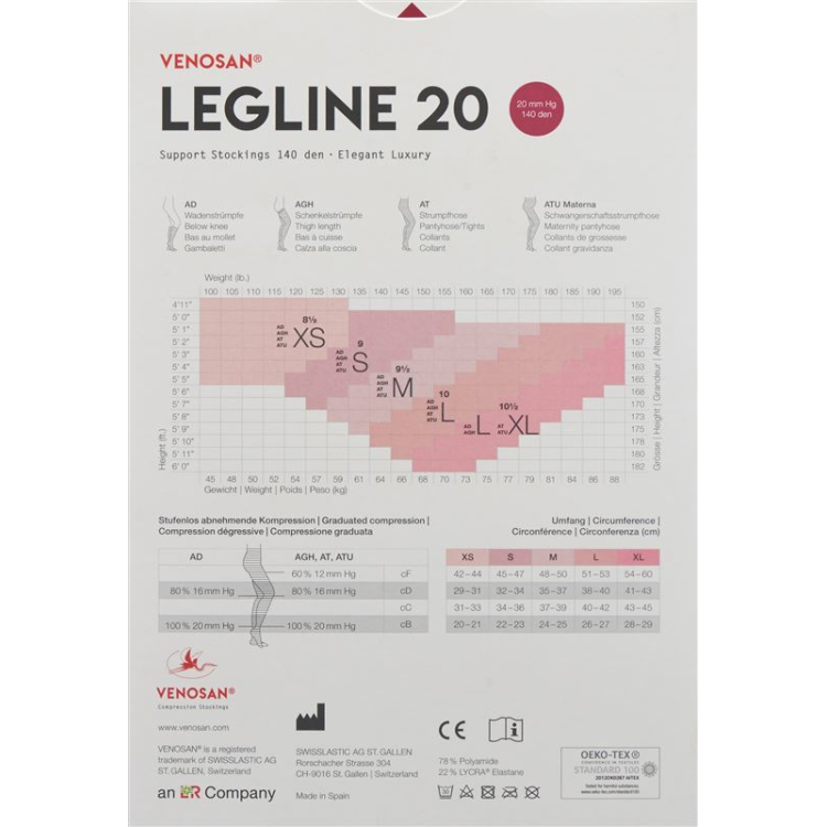 Venosan Legline 20 A-GHS L жалаңаш 1 жұп