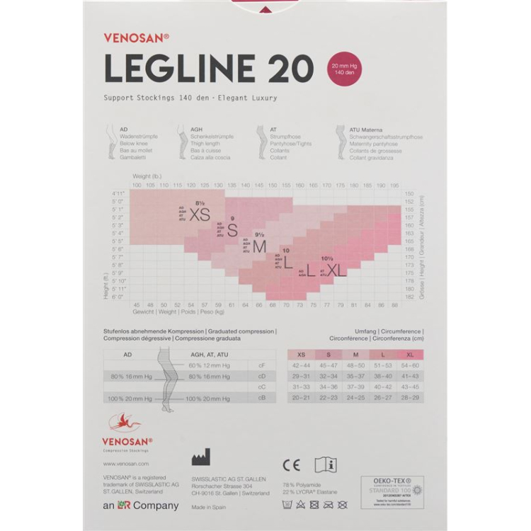 VENOSAN LEGLINE 20 A-T L сахара 1 жұп