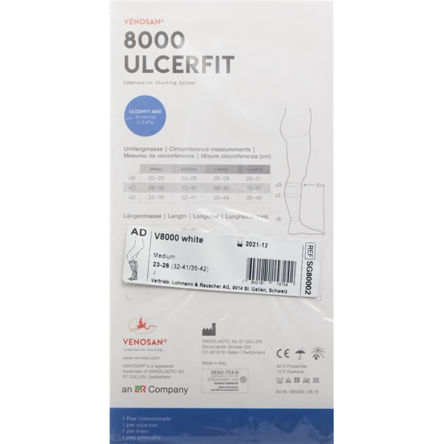 VENOSAN 8000 Ulcerfit A-D L 10 mm Hg 1 juft