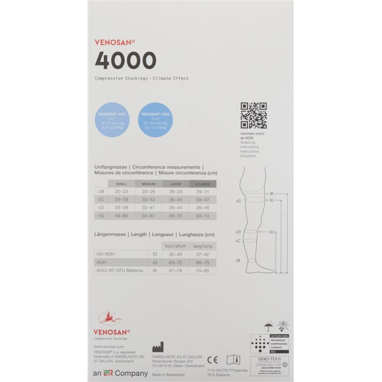 VENOSAN 4001 A-D KKL1 XL کوتاه، 1 جفت