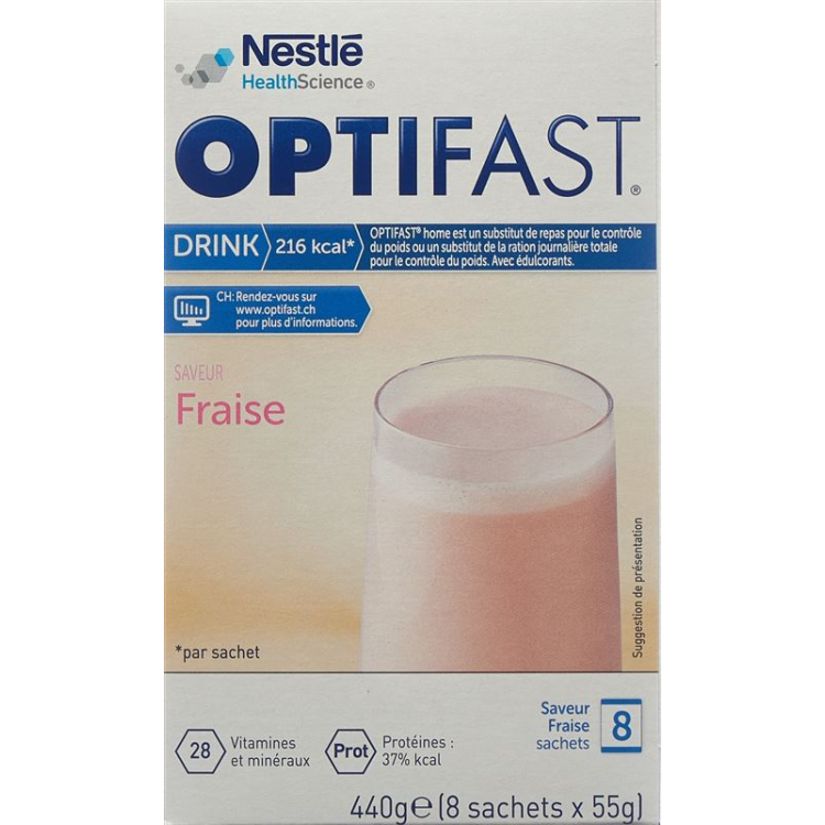 Opti Fast drink strawberry 8 Btl 55 g