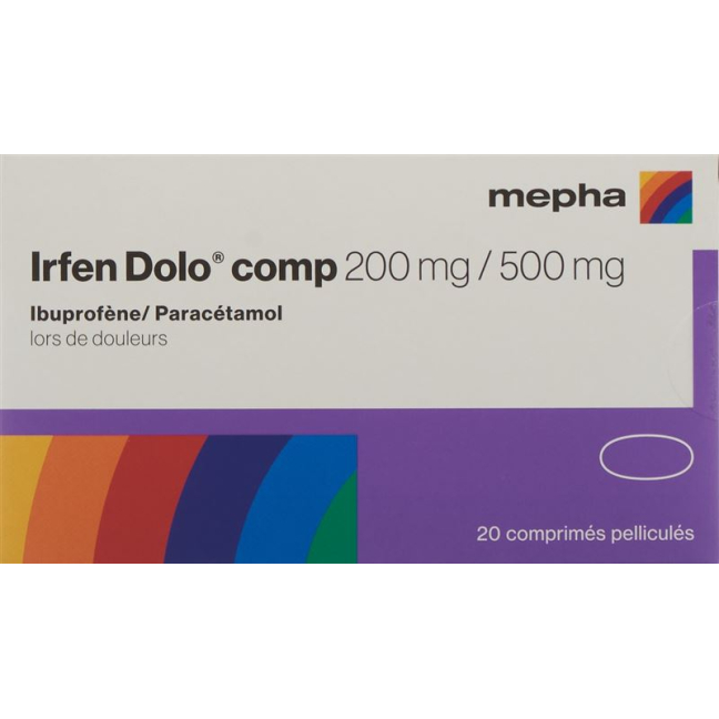 Filmtabl　mg/500　20　Irfen　個をオンラインで購入　Dolo　comp　200　mg