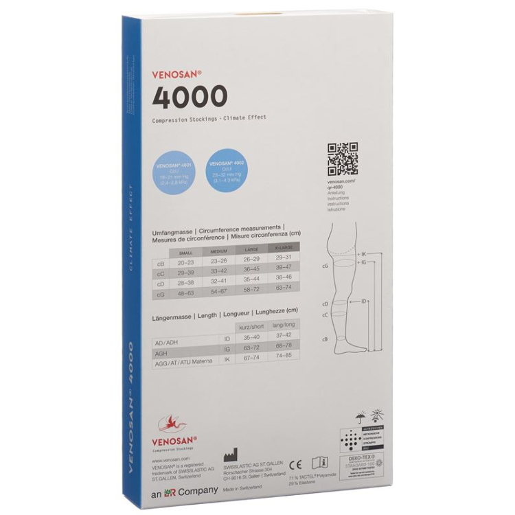 Venosan 4002 A-GG KKL2 M حزام مفتوح طويل يمين المكسيك