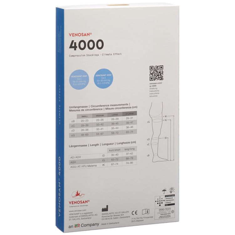 Venosan 4001 A-GH KKL1 XL дълги затворени черни мъжки 1 чифт