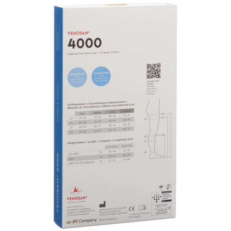 Venosan 4001 A-D KKL1 XL 롱 오픈 멕시코 1쌍