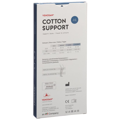 Venosan COTTON SUPPORT Kojinės A-D M juodos 1 pora