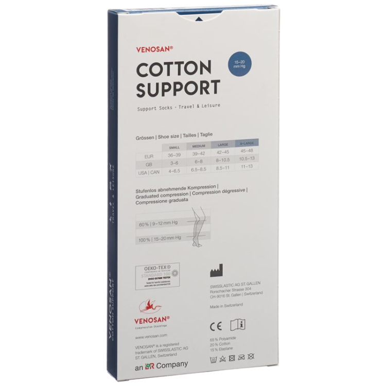 ស្រោមជើង Venosan COTTON SUPPORT A-D M ពណ៌ខ្មៅ ១គូ