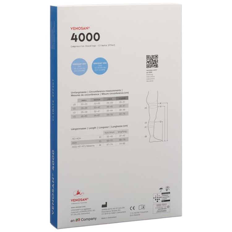 VENOSAN 4002 A-TU KKL2 XL kort lukket sort 1 par