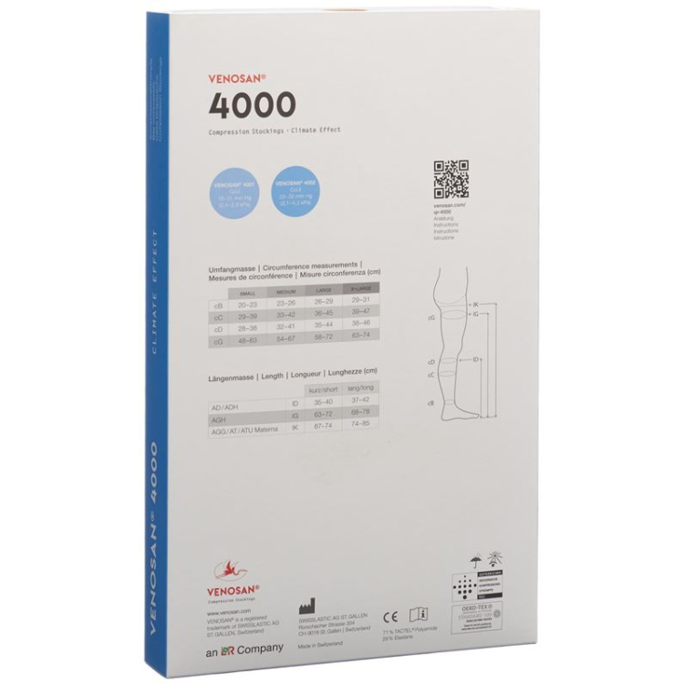 Venosan 4001 A-TU Materna KKL1 M 롱 클로즈드 블랙 1쌍