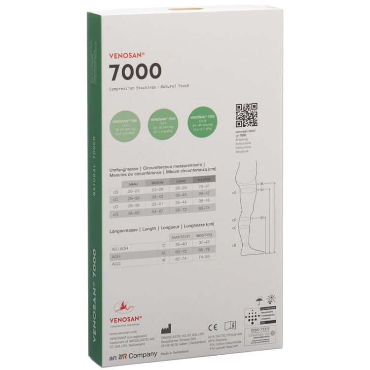 VENOSAN 7002 A-DH KKL2 M corto beige 1 par