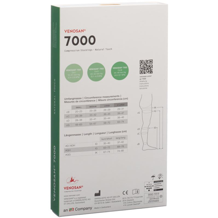 Venosan 7002 A-DH KKL2 XL dolga odprta črna 1 par