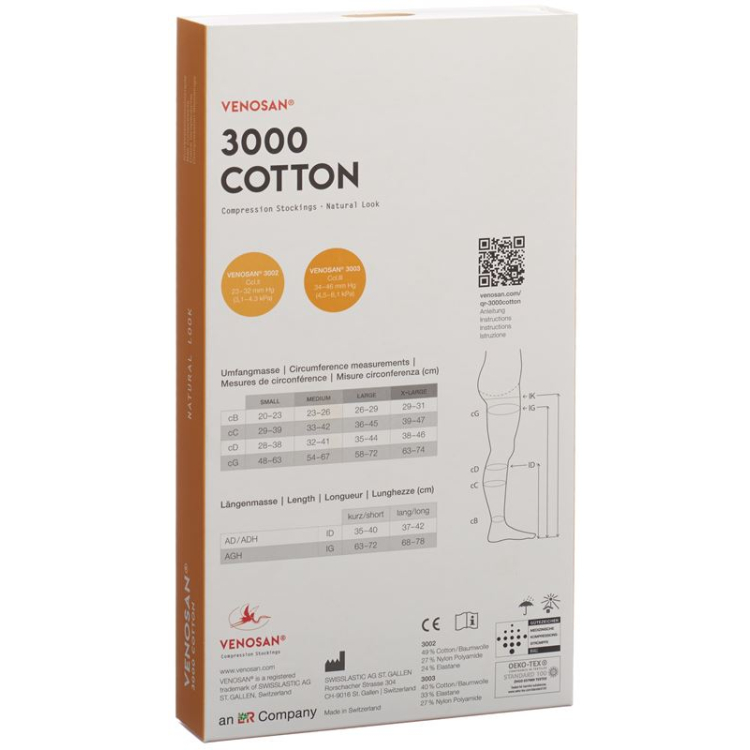 VENOSAN 3002 A-D KKL2 L pendek ge beige 1 pasang