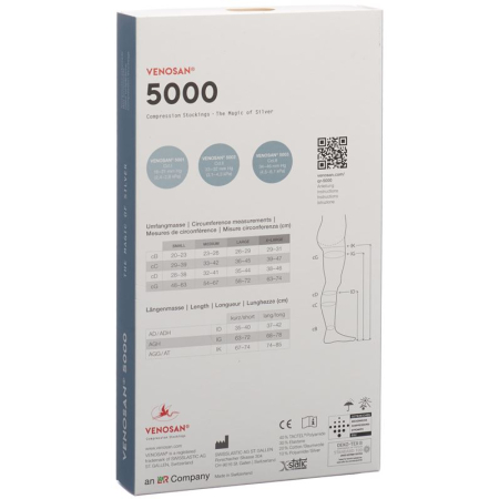 VENOSAN 5001 A-DH KKL1 L برش کوتاه مشکی 1 جفت