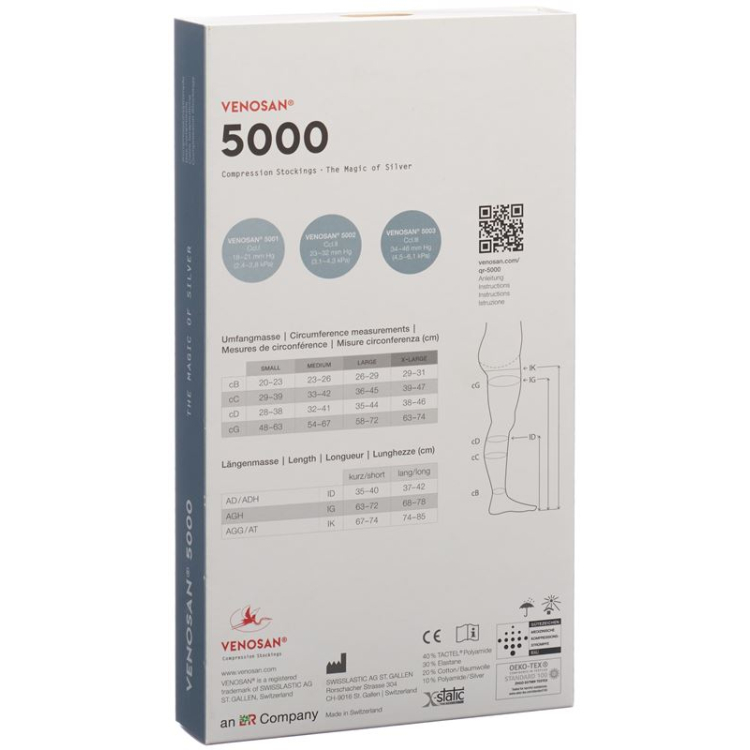 VENOSAN 5001 A-D KKL1 XL short cut svart 1 par