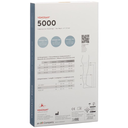 VENOSAN 5001 A-D KKL1 M کوتاه مشکی باز 1 جفت