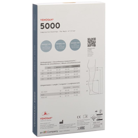 VENOSAN 5001 A-GH KKL1 XL kratke odprte črne 1 par