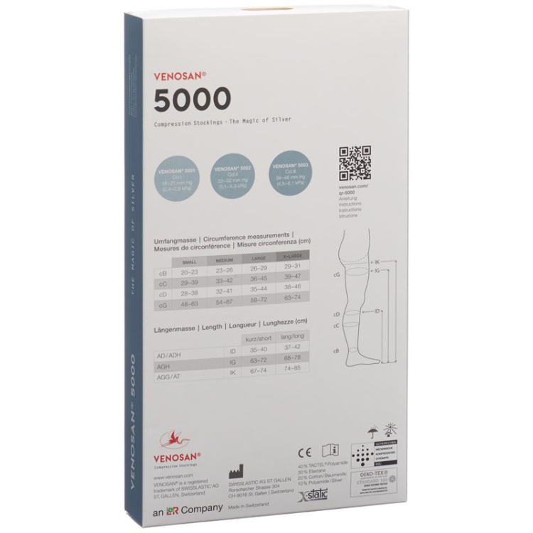 Venosan 5002 A-GH KKL2 XL kratke zaprte maro 1 par