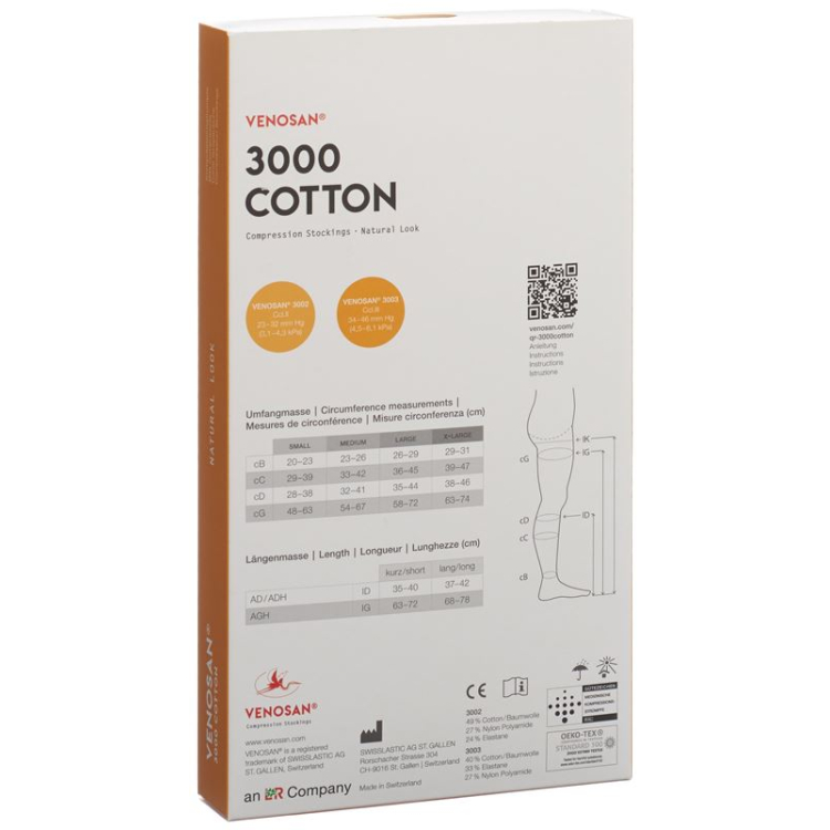 VENOSAN 3002 A-DH KKL2 M 쇼트 ge 베이지 1켤레