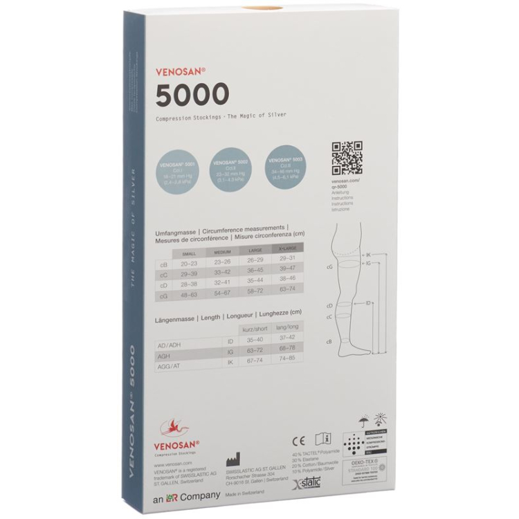 VENOSAN 5002 A-GH KKL2 XL long cut чорний 1 пара