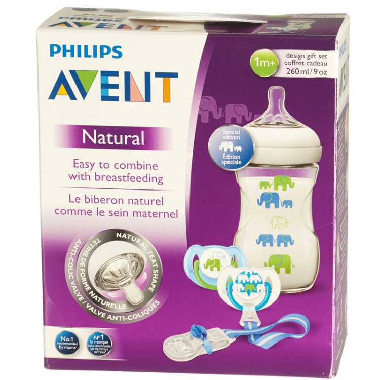 Avent Philips elephant gift set green / blue