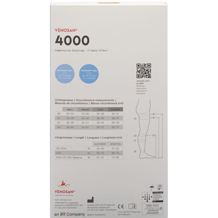 Venosan 4002 A-GH KKL2 XL 롱 클로즈드 블랙 남성 1켤레