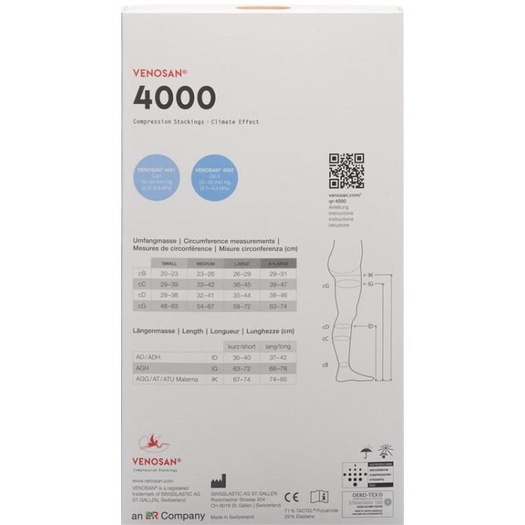 VENOSAN 4002 A-GH KKL2 XL زوج واحد مغربي مفتوح قصير