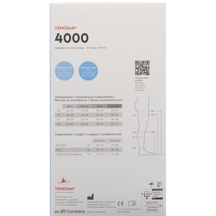 Venosan 4001 A-GH KKL1 XL дълго отворено мароко 1 чифт