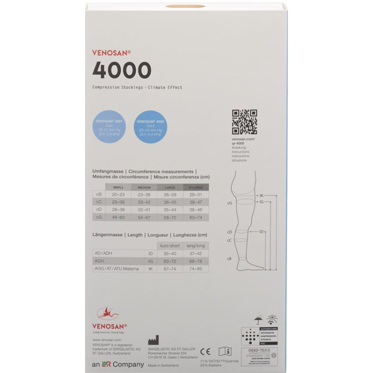 VENOSAN 4001 A-DH KKL1 L کوتاه باز مشکی 1 جفت