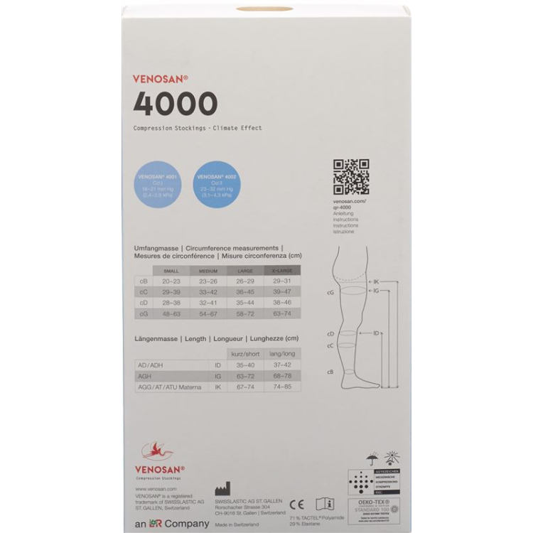 Venosan 4001 A-DH KKL1 XL מרוקו פתוחה ארוכה 1 זוג