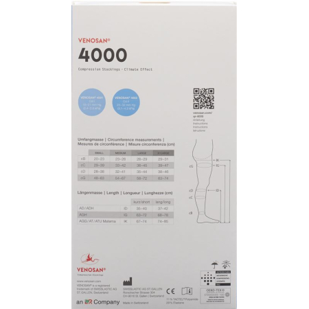 VENOSAN 4002 A-D KKL2 XL کوتاه مشکی باز 1 جفت