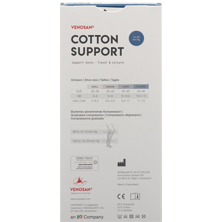 Venosan COTTON SUPPORT Шкарпетки A-D XL білі 1 пара