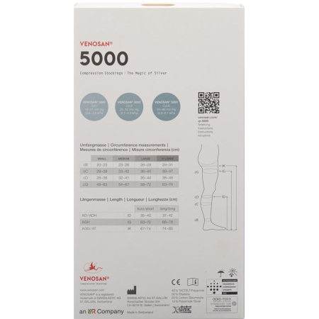 VENOSAN 5001 A-DH KKL1 S کوتاه مشکی باز 1 جفت