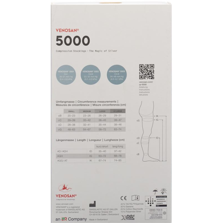 VENOSAN 5001 A-D KKL1 M ماسه باز کوتاه 1 جفت