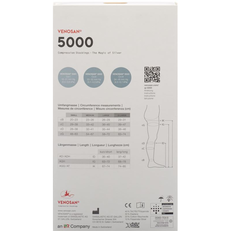 VENOSAN 5002 A-GH KKL2 XL corto abierto negro 1 par