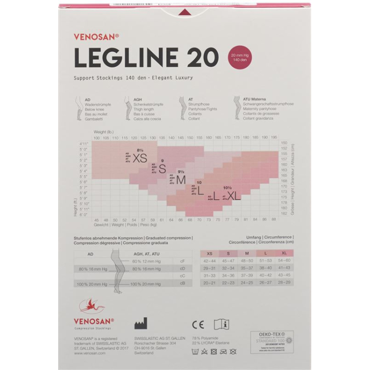 VENOSAN LEGLINE 20 A-D S сахара 1 жұп