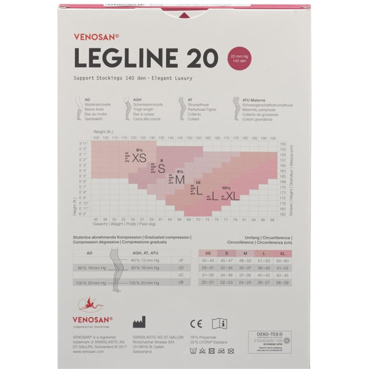 VENOSAN LEGLINE 20 A-D L sort 1 par