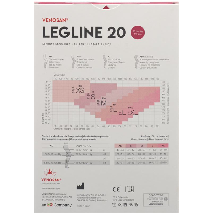 Venosan Legline 20 A-GHS L nude 1 par