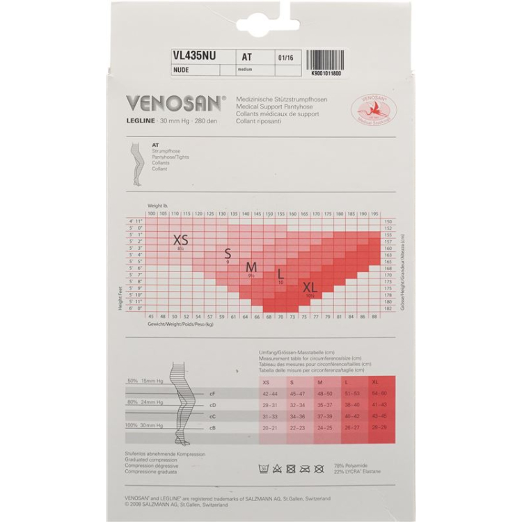 VENOSAN LEGLINE 30 A-T XS nøgen 1 par