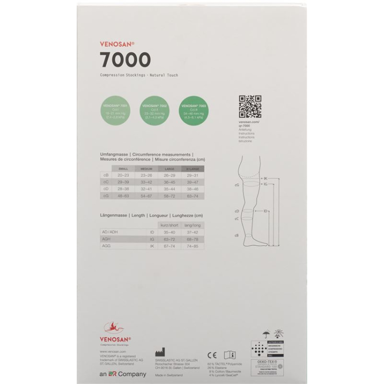 Venosan 7002 A-GH KKL2 M long closed adhesive border black 1 pasang