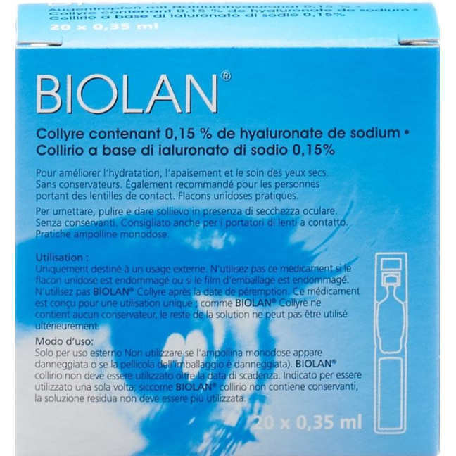 Biolan Gtt Opht 20 Monodoz 0,35 ml