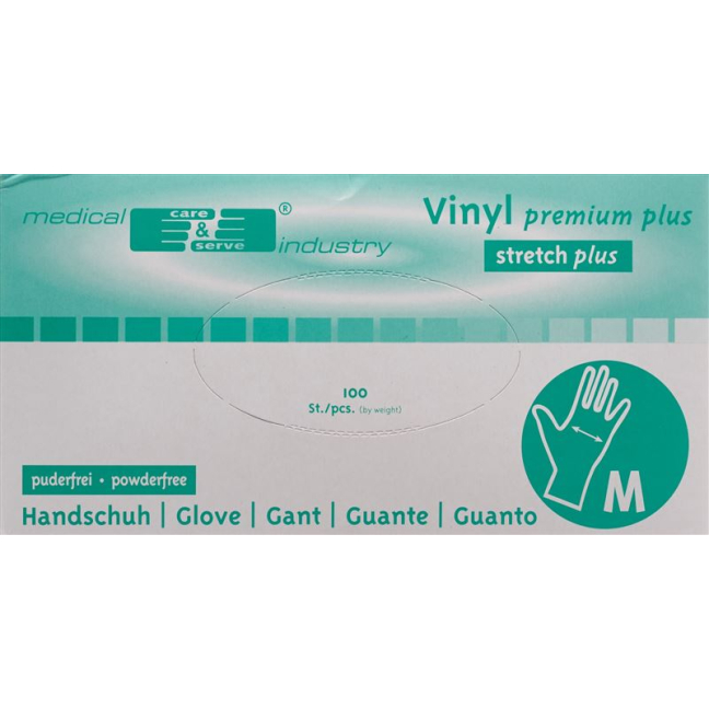Gribi Examination Gloves Vinyl M Powder-Free Non-Sterile Stretch Plus - Box of 100 pcs
