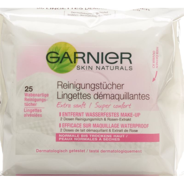 Lingettes nettoyantes Garnier Skin Naturals pour peaux normales à sèches