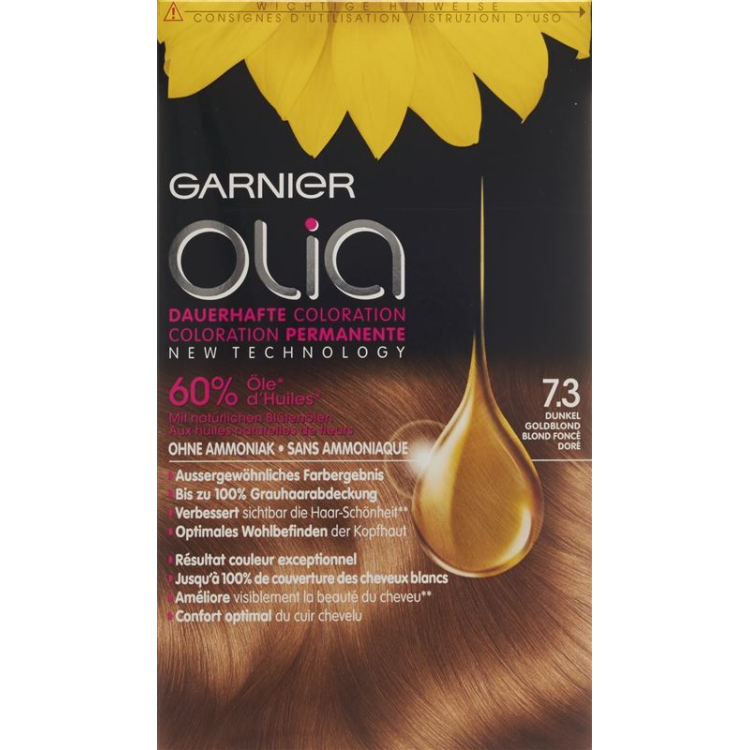 Olia couleur de cheveux 7.3 blond foncé doré